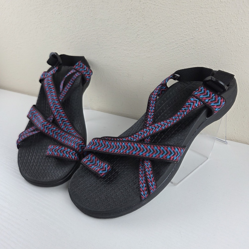 Airwalk Wendelin Sport Sandals Black/Pink/Blue Strappy Outdoor Hiking Women's 11